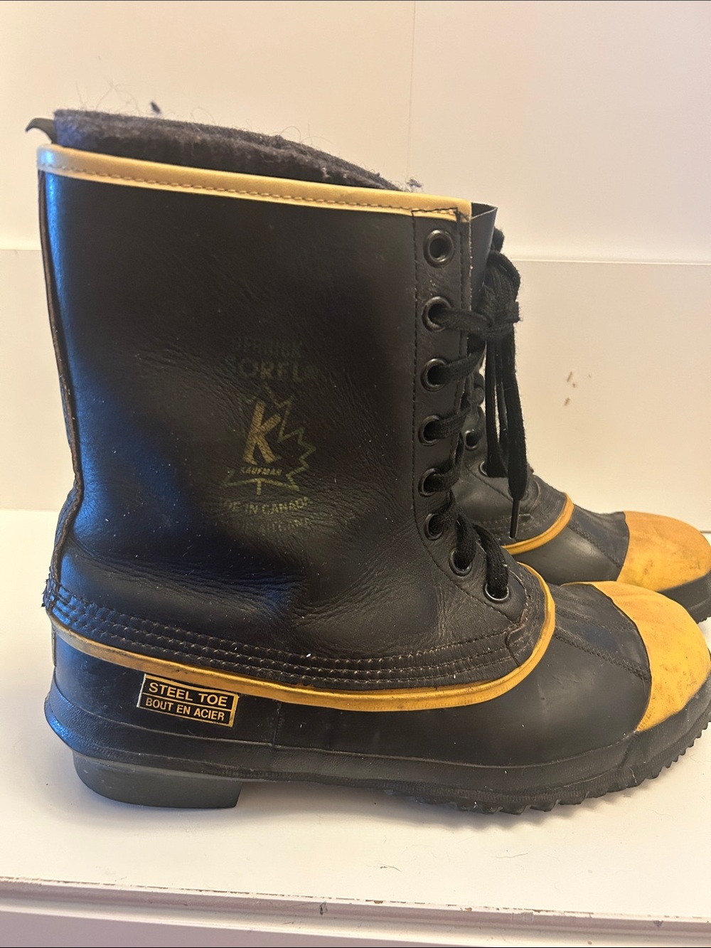 Sorel Sentry Kaufman Vintage Steel Toe Duck Boots Black Leather Canada Mens 10